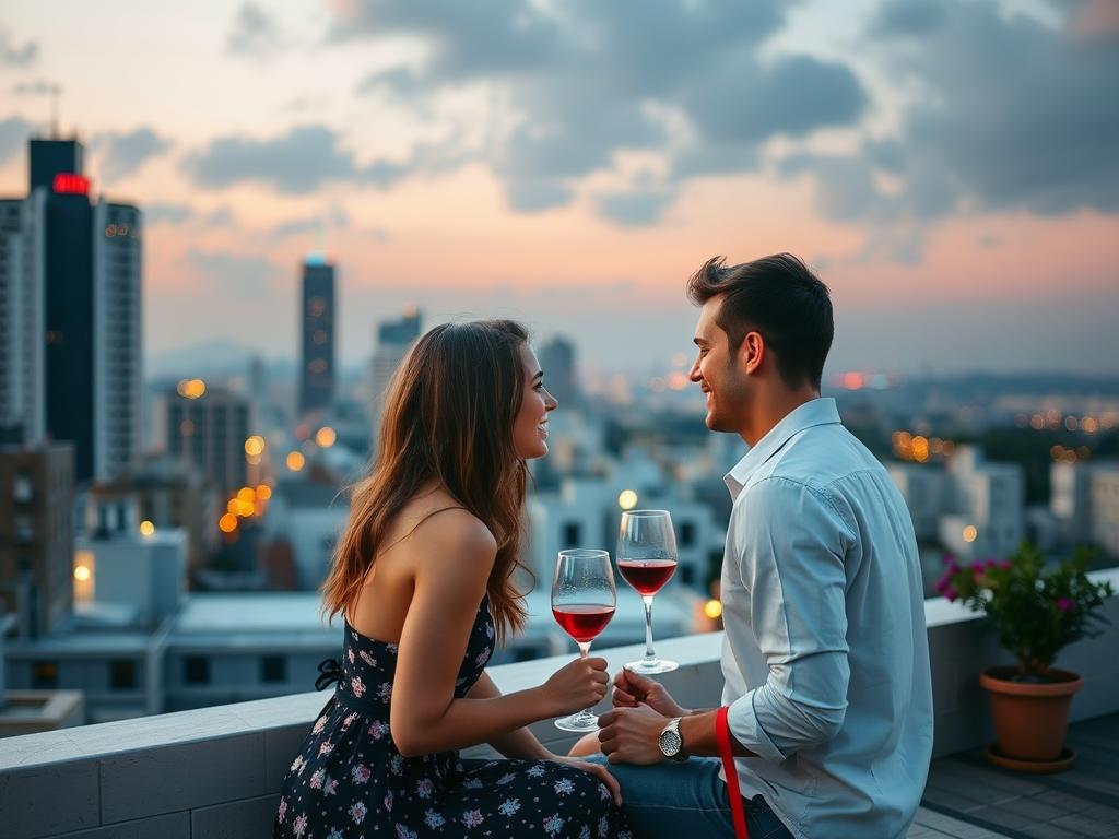 A date on the rooftop in summerфото